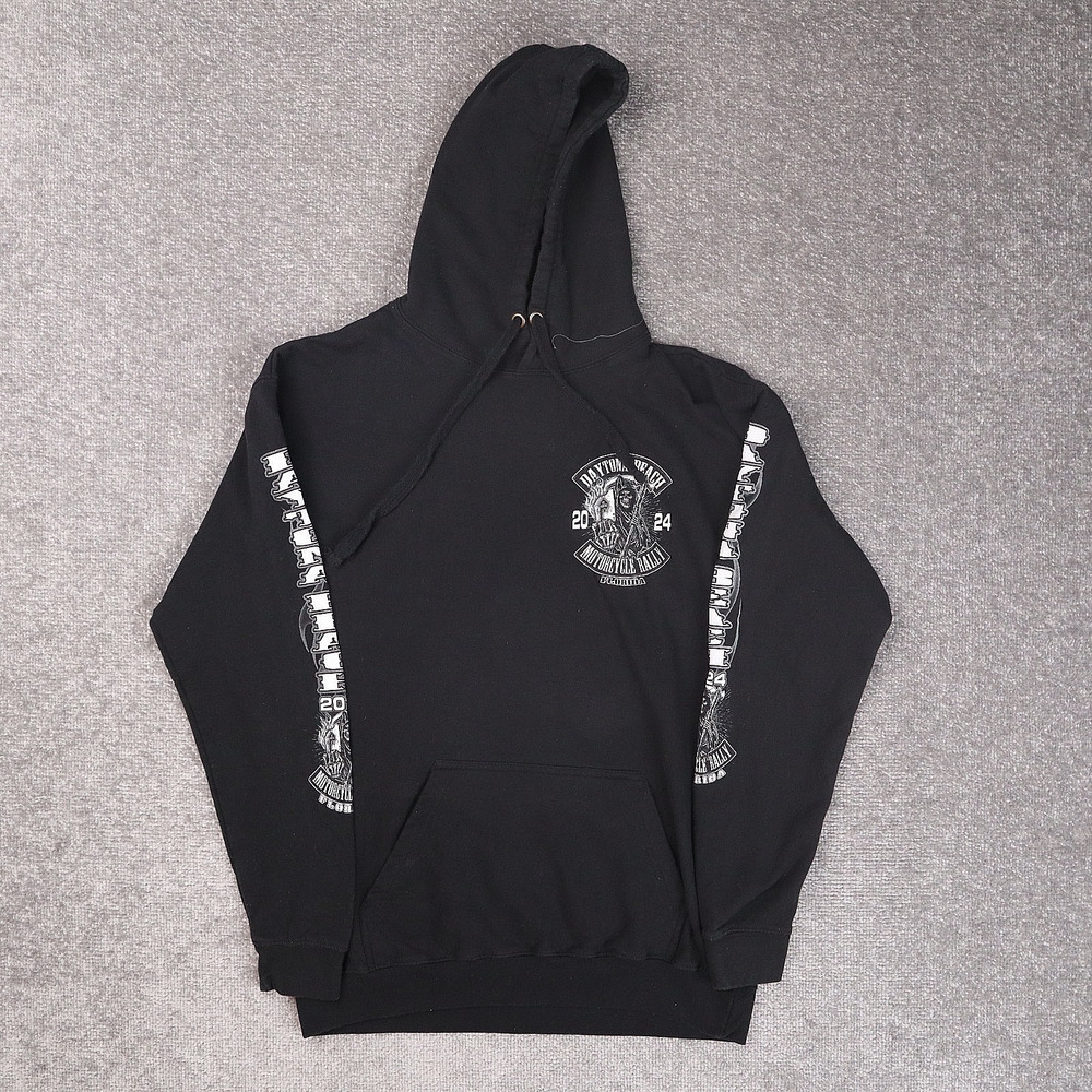 Daytona Beach Florida Biker Rally Motorcycles Large Black Long Sleeve Hoodie